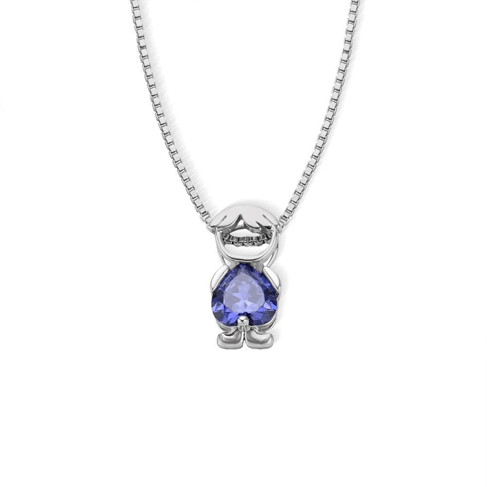 Collar familiar plateado con una figurita de niño