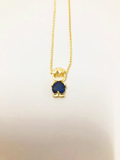 Collar Familia con una figurita: un niño con piedra azul