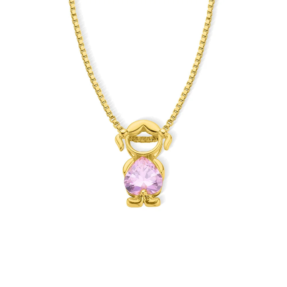 Collar familiar dorado con una figurita de niña