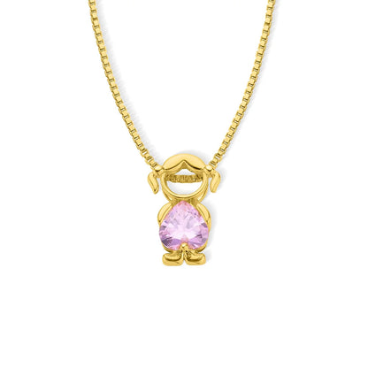Collar familiar dorado con una figurita de niña